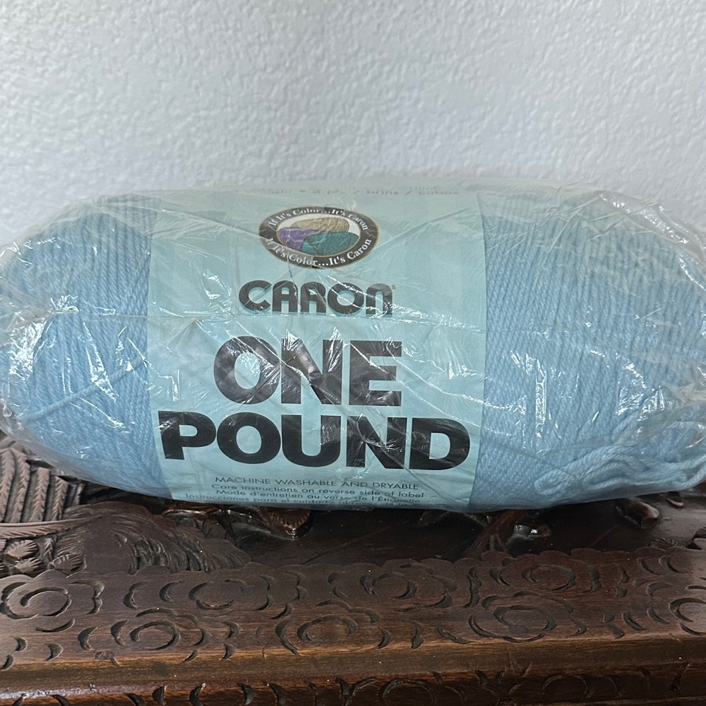 Caron One Pound Light Blue Acrylic Yarn - Soft Light Blue